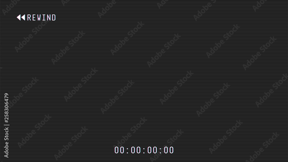 Video camera viewfinder overlay. 16:9 full hd format of frame template. Camera frame vector template. White lines and text, rec icon with timing on black background with scanlines. Video camera viewfinder overlay. 16:9 full hd format of frame template. Camera frame vector template. White lines and text, rec icon with timing on black background with scanlines.