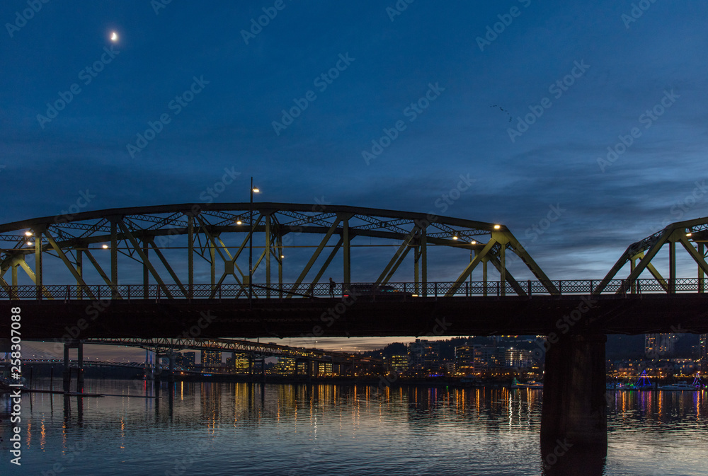 Portland downtown and columbia river