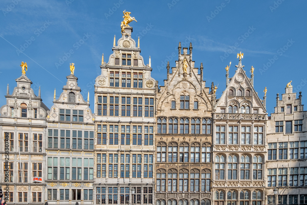 Guildhouses in Grote Markt (Big Market Square) in the old town of Antwerp, Belgium
