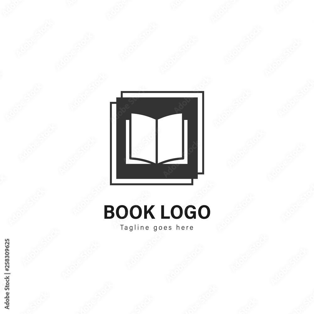 Book logo template design. Book logo with modern frame vector design Book logo template design. Book logo with modern frame vector design