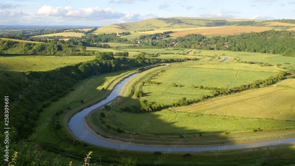 Panorama of the South Downs and Cuckmere River Valley from the High and Over Hill. Panorama of the South Downs and Cuckmere River Valley from the High and Over Hill.