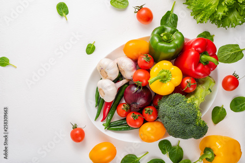 Whole vegetables on a white background.