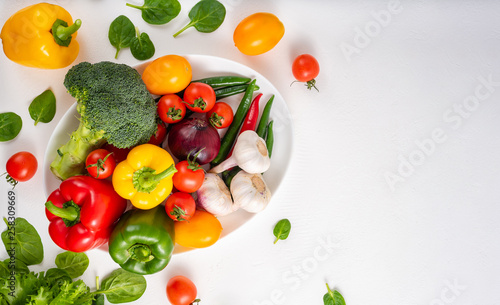Whole vegetables on a white background.