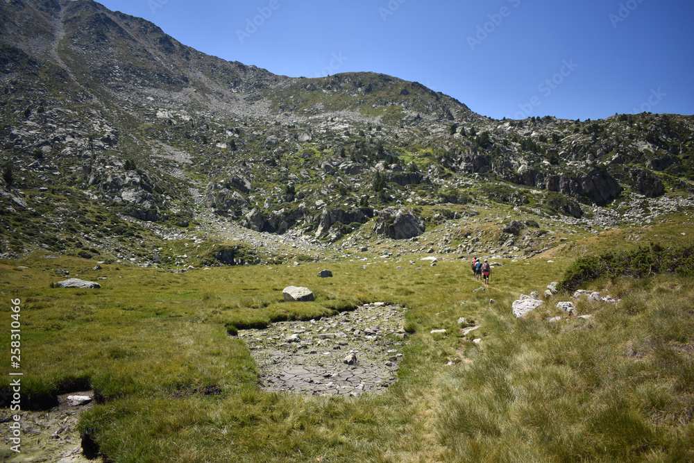 A beautiful landscape near the lake in El Cubil Petit (Encamp), Andorra