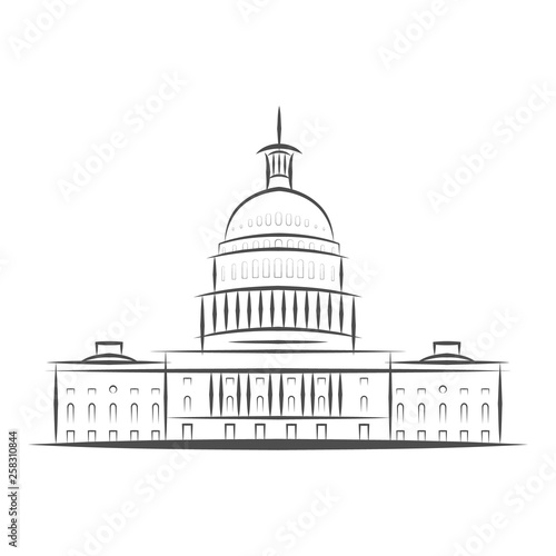 United States Government icon. Capitol building logo. Premium design. Vector thin line icon isolated on white background. Eps 10