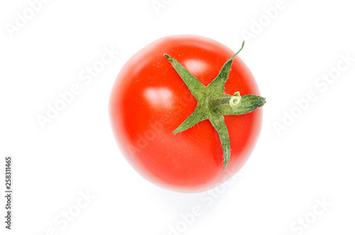 Bright red ripe tomato isolated on white background. - Image