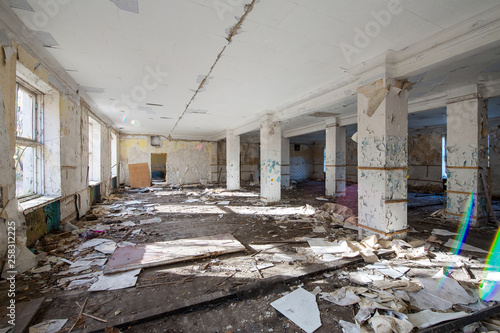 old abandoned ruined house indoor