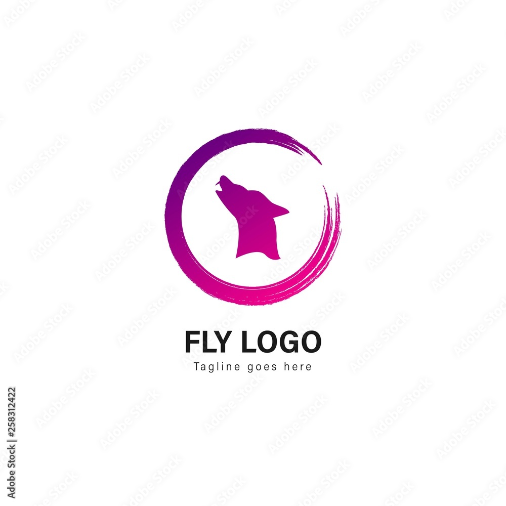Wolf logo template design. Wolf logo with modern frame vector design Wolf logo template design. Wolf logo with modern frame vector design