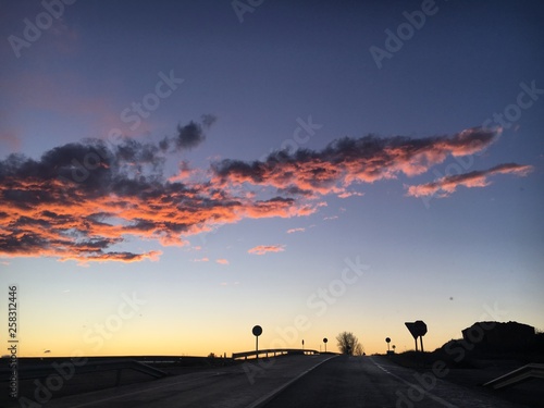 sunset on the road