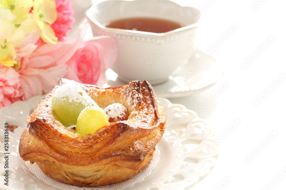 Grape and custrard cream Danish pastry Grape and custrard cream Danish pastry