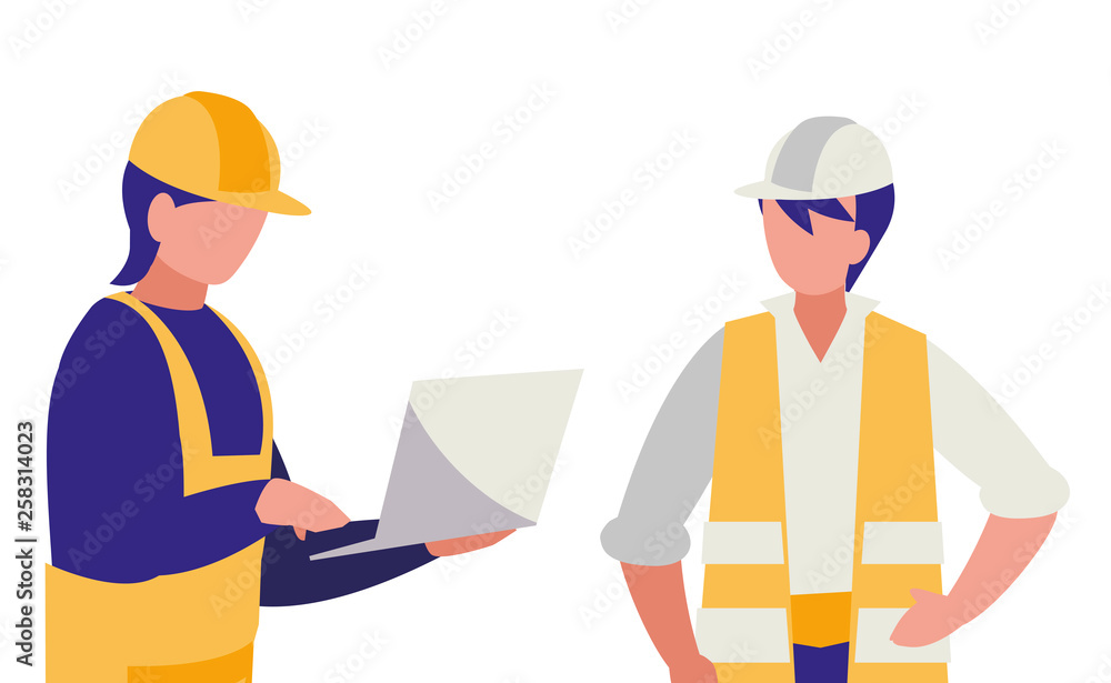 couple of men builders working couple of men builders working