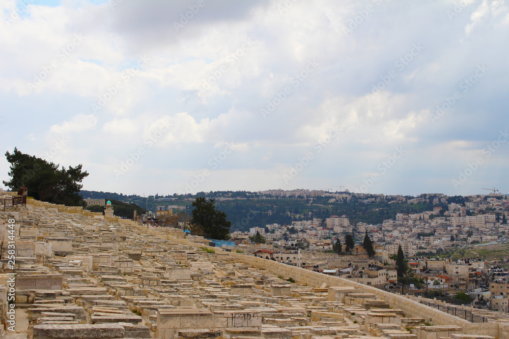 Panoramic view on the Jewish Cemetery, Mount of Olives, Jerusalem,Israel