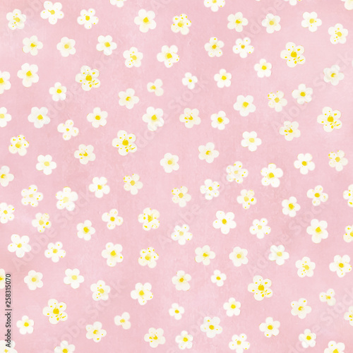 Small white flower pattern illustration on pink background