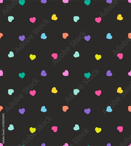 heart full colour black vector seamless pattern