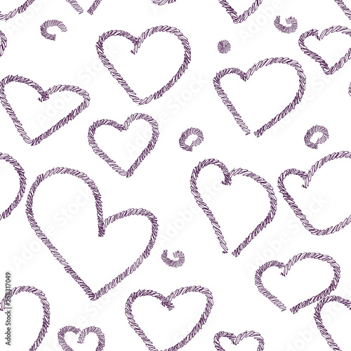 Heart pattern hand drawn ink brush. Vector fashion textile