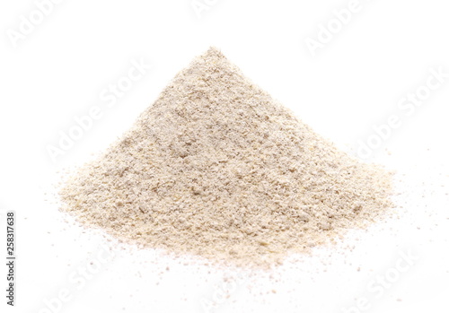 Integral barley flour isolated on white background