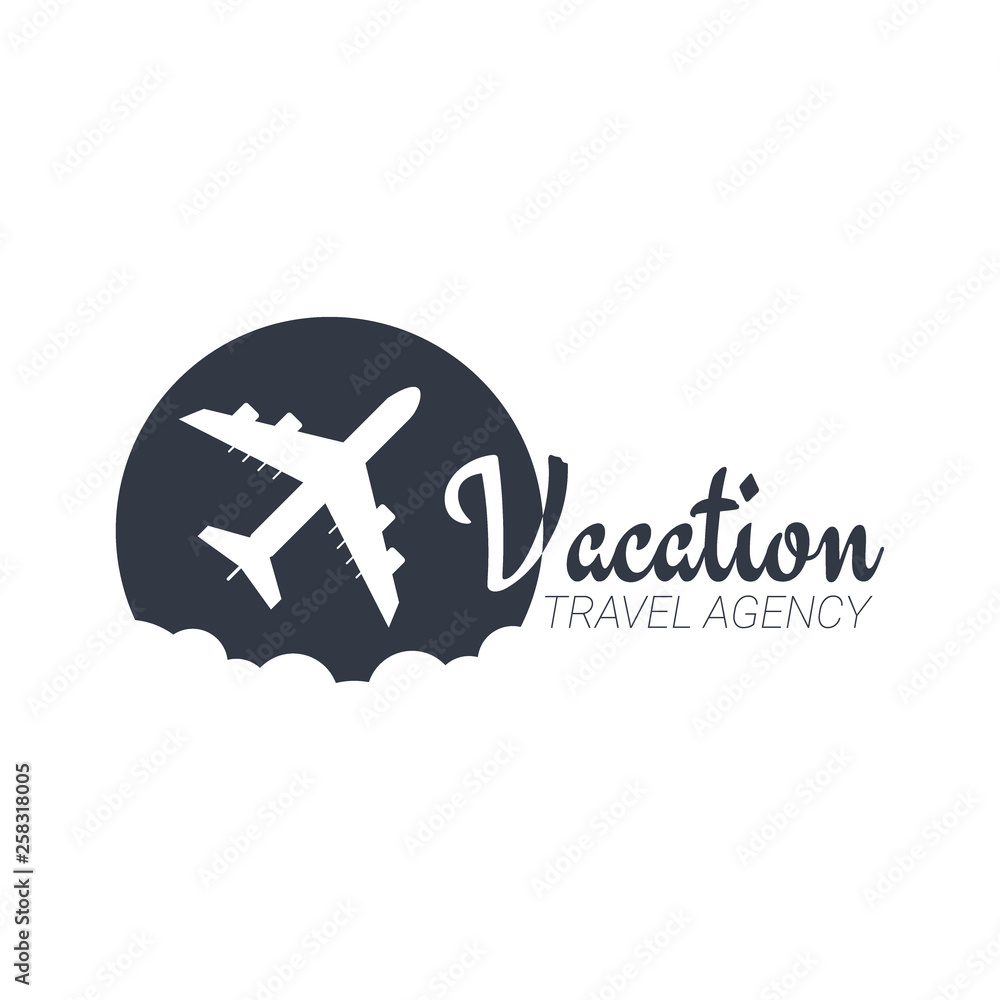Fototapeta premium Travel logo template with airplane. Vector illustration.