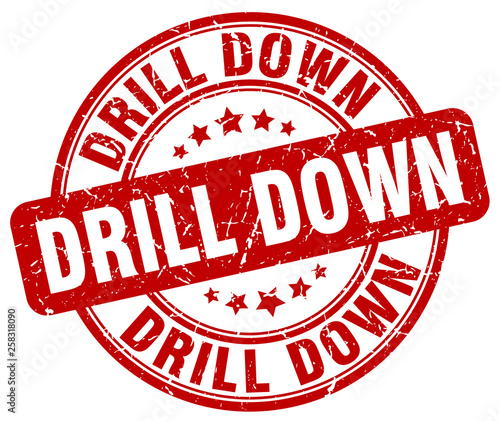 drill down red grunge stamp