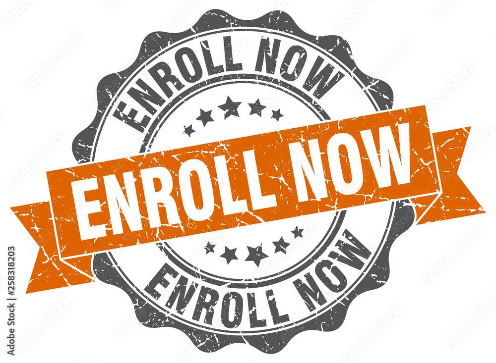 Fototapeta premium enroll now stamp. sign. seal