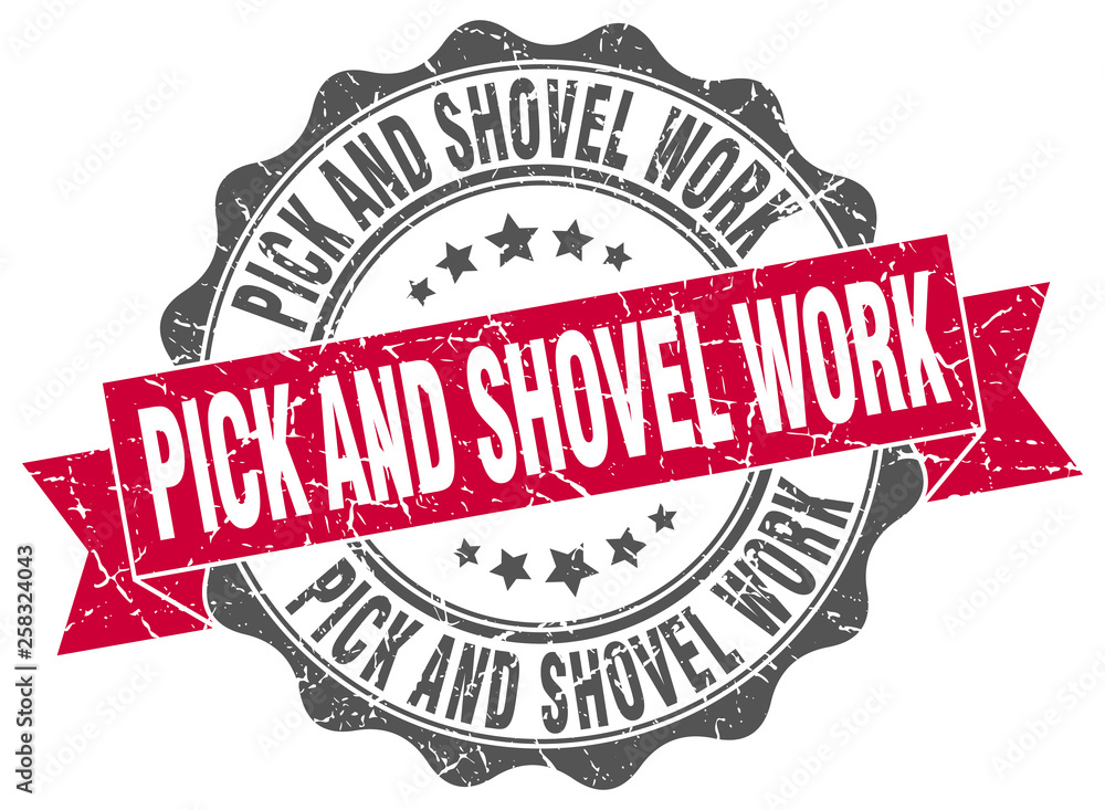 Obraz premium pick and shovel work stamp. sign. seal