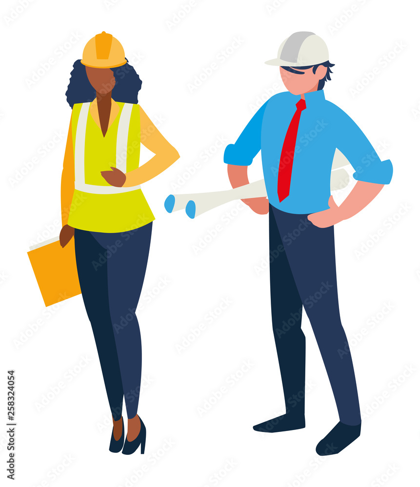 couple of builders working couple of builders working
