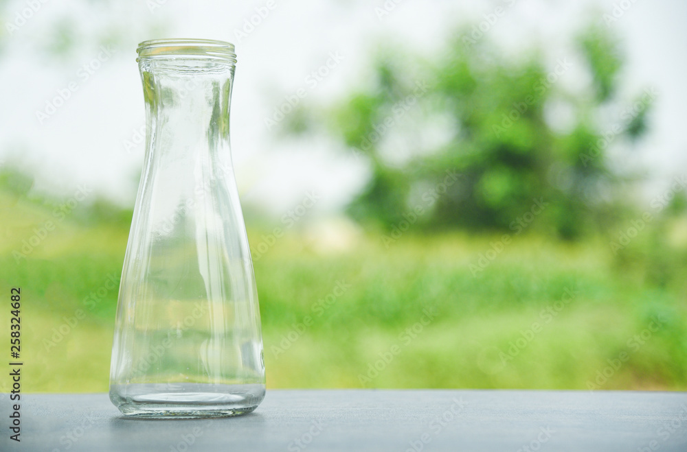 Zero waste use less plastic concept / water glass jar pitcher vase free plastic Zero waste use less plastic concept / water glass jar pitcher vase free plastic