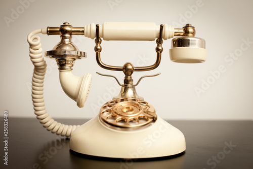 Fancy Old Vintage Telephone Isolated on a Table