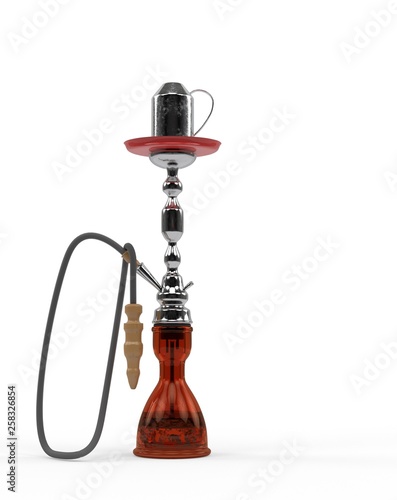East relax red shisha for smoking tobacco from glass and metall material 3d illustration