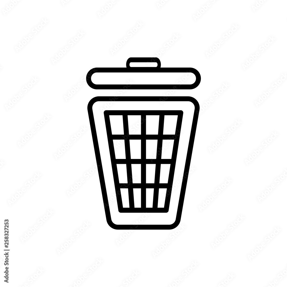 Vector image of a flat, linear trash can icon. Isolated trash can on white background Vector image of a flat, linear trash can icon. Isolated trash can on white background
