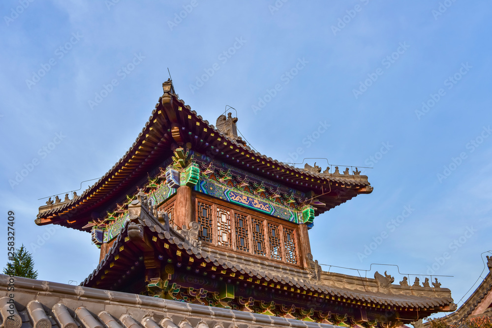 Close-up of Ancient Chinese Architectural Temples