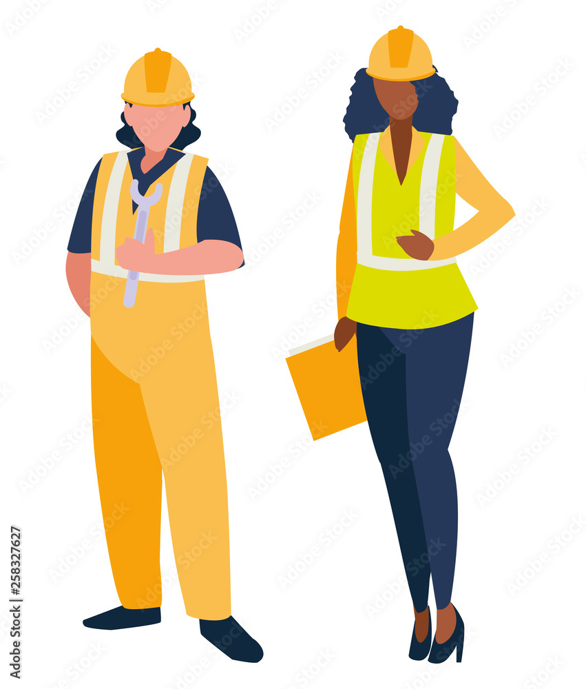 couple of builders working couple of builders working