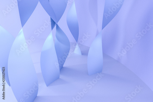 3d rendering, purple smooth curves background