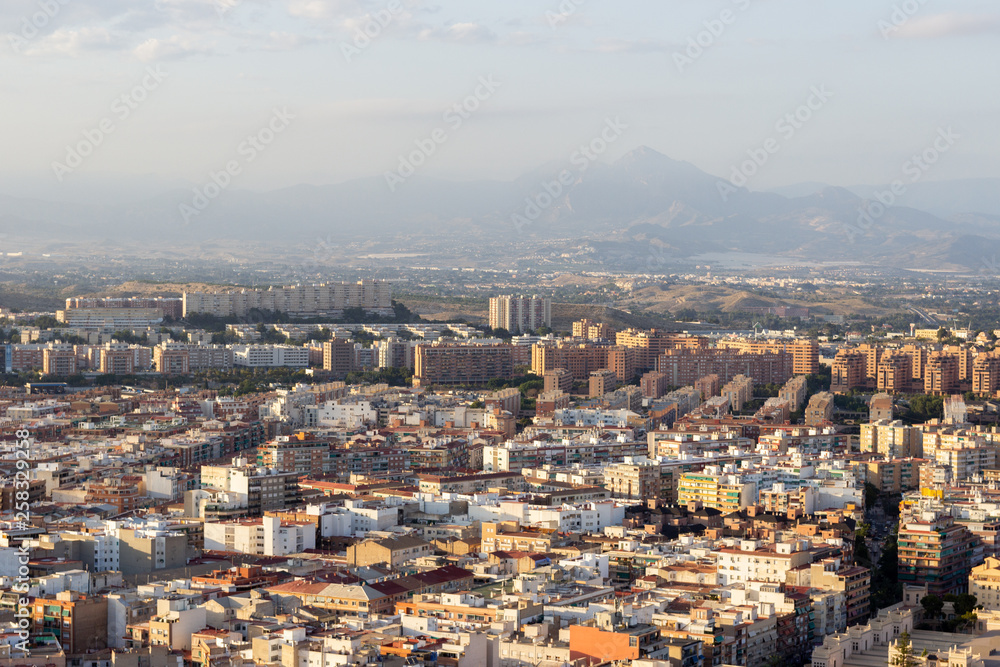 View of the city from the highest point in Spain, the city of Alicante.