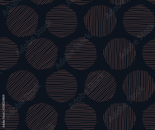 Geometric seamless pattern with circles, stripes, dots. Pattern for fashion and wallpaper. 
