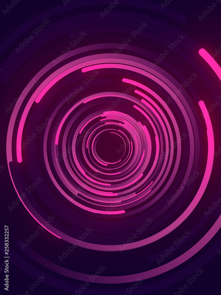 Obraz premium Abstract 3d rendering composition of pink colored circles. Computer generated geometric pattern