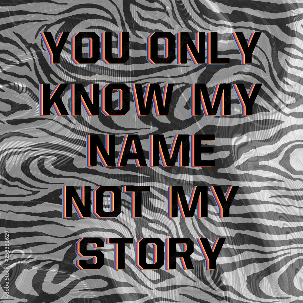 You only know my name not my story slogan and zebra t-shirt print ...