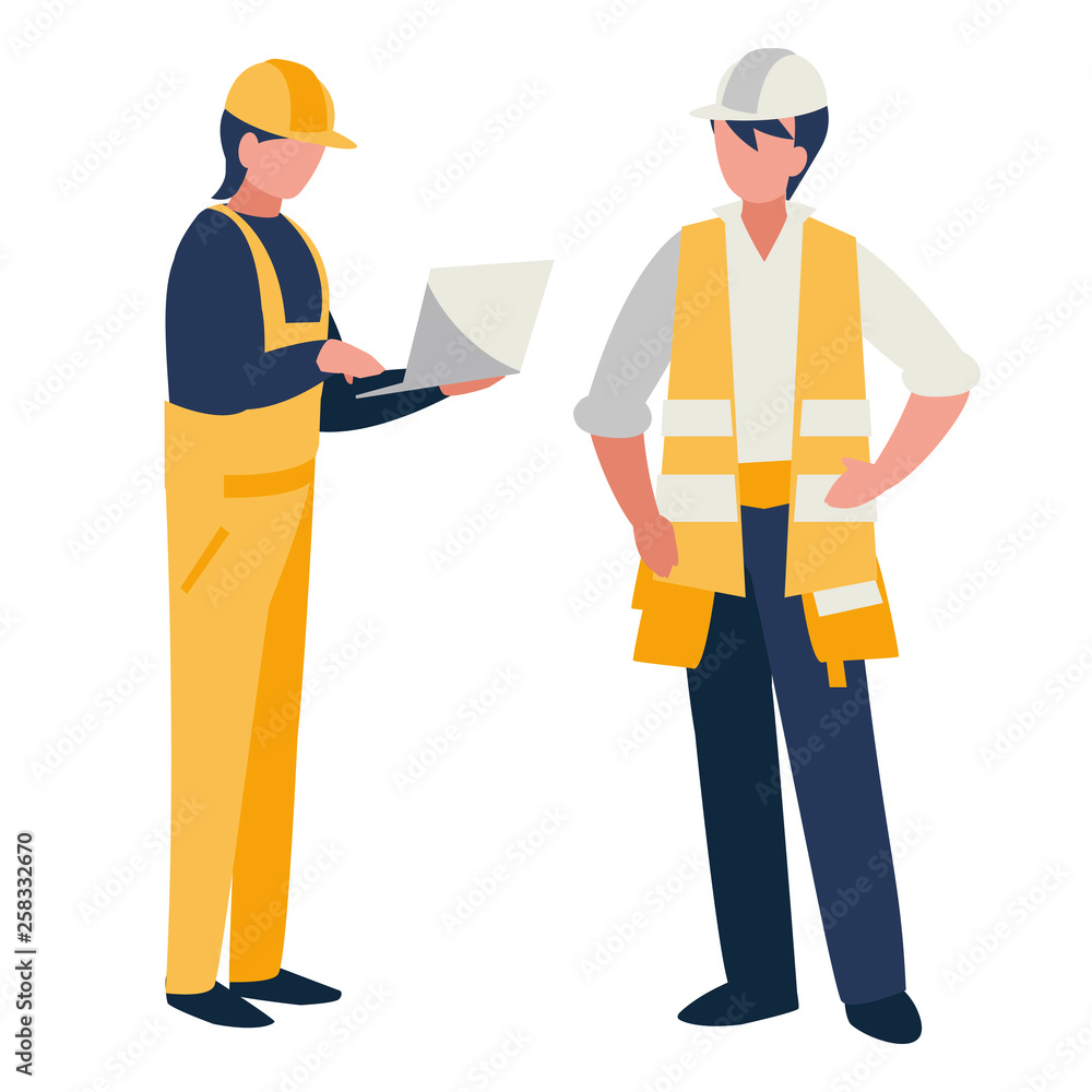 couple of men builders working couple of men builders working