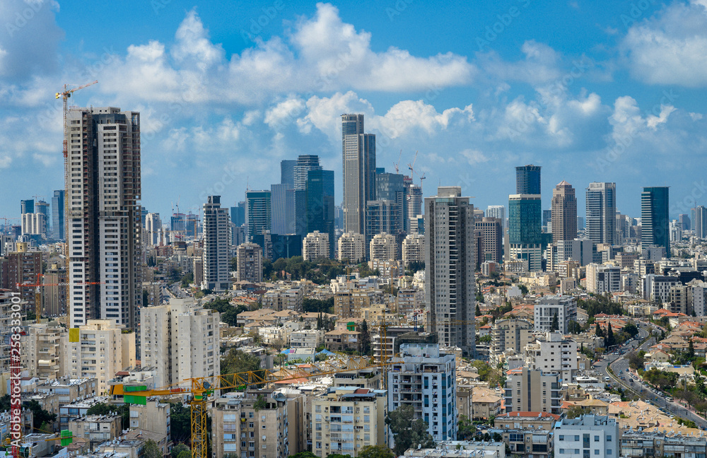 Cityscape of  Tel Aviv skyscrapers, Israel