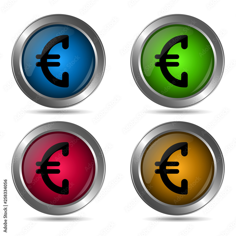Euro icon. Set of round color icons. Euro icon. Set of round color icons.