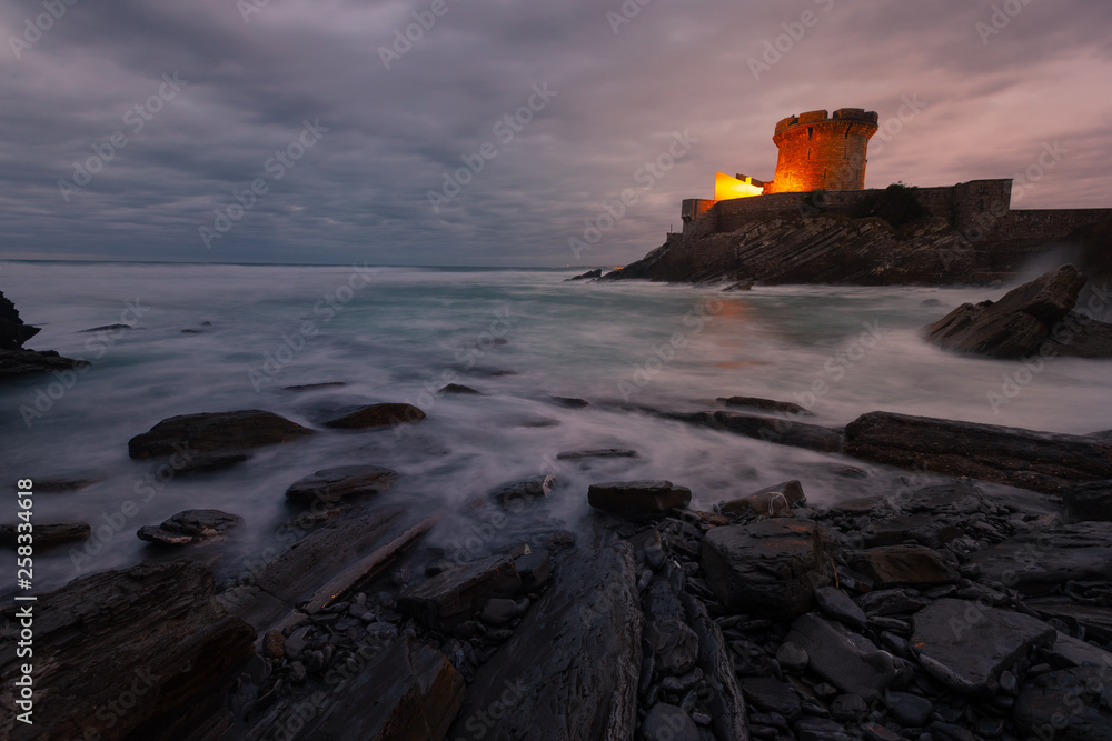 Little castle surronded by the brave Atlantic Ocean at Sokoa (Socoa) in the Donibane Lohitzune bay (Saint Jean de Luz) at the Basque Country.