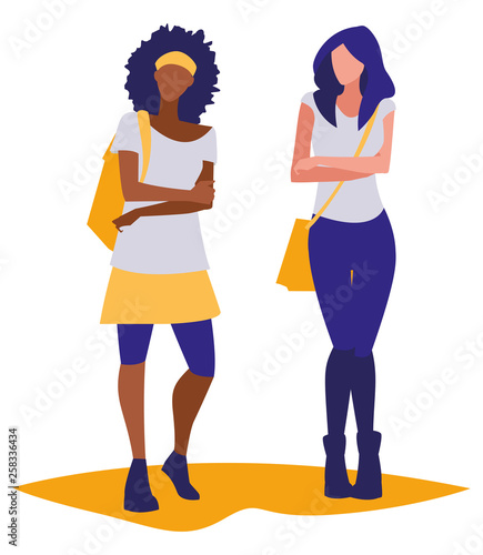 young girls students modeling