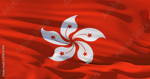 Photography Hong Kong flag on silk texture background