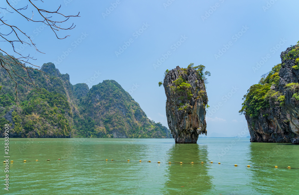 Phang-nga national park,James bond island, Andaman Thailand,View of scene in Tapu island top tourist attractions and beautiful places that tourists prefer suitable for summer travel.