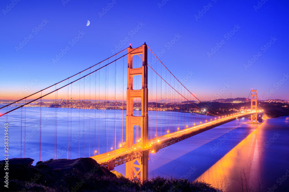 Golden Gate Bridge at dawn. California. USA