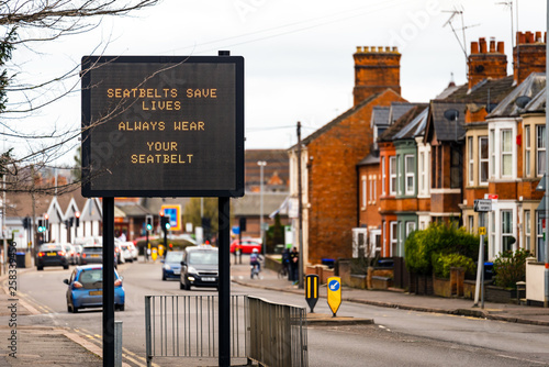 digital road traffic information display message seatbelts save lives always wera your seatbelt on road in uk