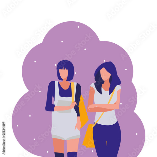 young girls students modeling