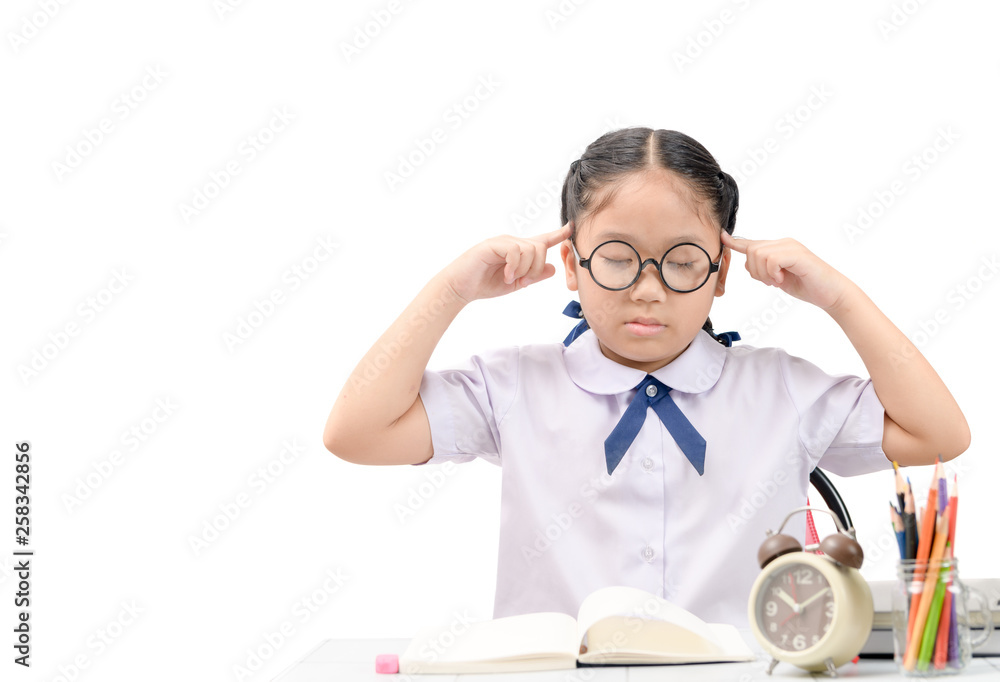 school girl thinking or headache about homework school girl thinking or headache about homework