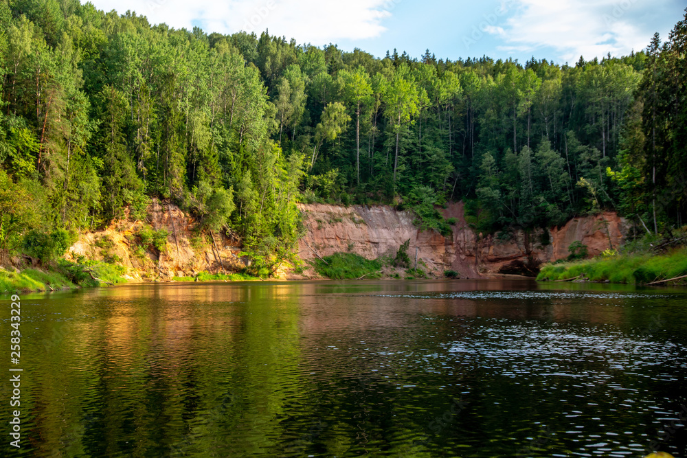 Landscape with river, cliff and forest in Latvia. Landscape with river, cliff and forest in Latvia.