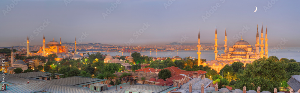 Istanbul skyline at dusk, Istanbul. Turkey.