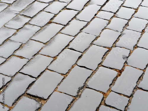 stone pavement in the historic old town.